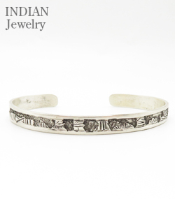Navajo Stampede Silver Bangle