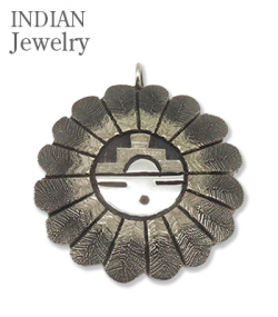 Hopi Overlay Silver Pendant Head Ronald Wadsworth