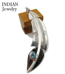 Navajo Feather Pendant Billy Long Kingman Tq.