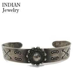 Fred Harvey Style Bangle Coin Silver