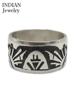 Hopi Overlay Silver Ring Willis Humeyestewa
