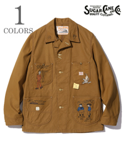 SUGAR CANE 13oz. BROWN DUCK 1920's CARTOON WORK COAT