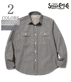 SUGAR CANE HICKORY STRIPE WORK SHIRT
