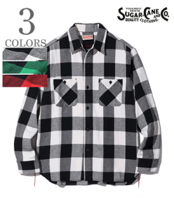 SUGAR CANE TWILL CHECK WORK SHIRT