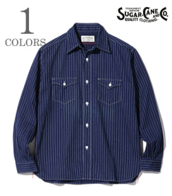SUGAR CANE 8.5oz. WABASH STRIPE WORK SHIRT