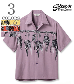 HOPSACK RAYON OPEN SHIRT SHRUNKEN HEAD