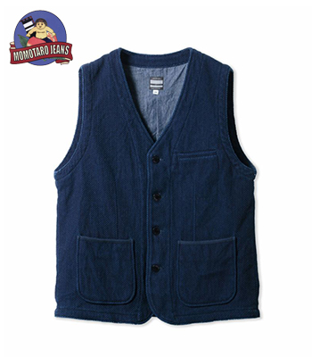 MOMOTARO JEANS 桃太郎ジーンズ 刺し子|インディゴ染色|ベスト『INDIGO 