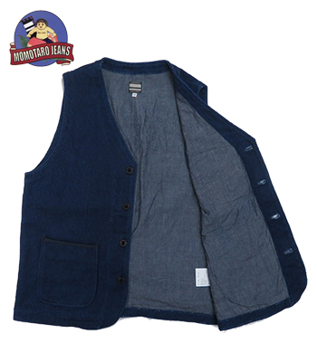 MOMOTARO JEANS 桃太郎ジーンズ 刺し子|インディゴ染色|ベスト『INDIGO 