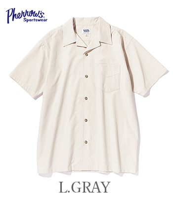 PHERROWS フェローズ 半袖|コットンポリエステル|ブロード|オープンカラーシャツ『T/C Broad OPEN SHIRT』【アメカジ・ワーク】24S-PIS2 PHERROW'S フェローズ 半袖|コットンポリエステル|ブロード|オープン