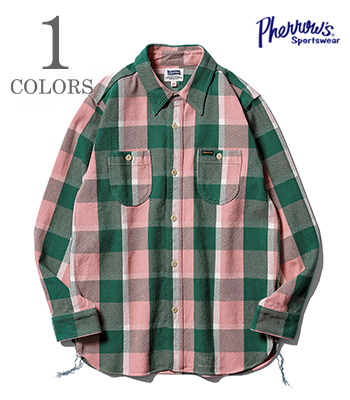 【Pherrow's】 フェローズ ヘビーフランネルシャツ 長袖ワークシャツ Pherrow's フェローズ ヘビーフランネルシャツ EASY NAVY 22W