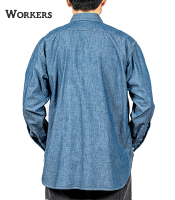 workers BIG CAT シャンブレー L xl 16 17 WORKERS WORKERS/ワーカーズ BIG CAT Work Shirt, Blue Chambray
