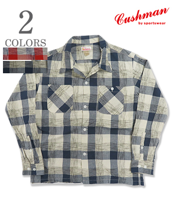 CUSHMAN クッシュマン 長袖|絣|チェック|オープンカラーシャツ CUSHMAN クッシュマン 長袖|絣|チェック|オープンカラーシャツ