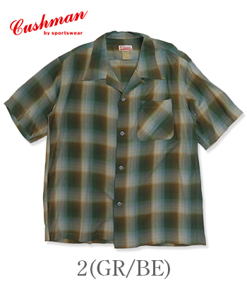 CUSHMAN クッシュマン 半袖|オンブレ―チェック|オープンカラー