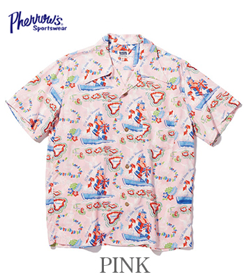 PHERROW'S フェローズ 半袖|レーヨン|ハワイアンネイビー|アロハシャツ