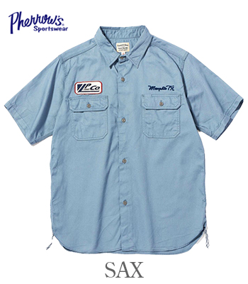 PHERROWS フェローズ 半袖|コットンツイル|カスタムワークシャツ『L.P & Co. Iron l WORK SHIRT』【アメカジ・ワーク】25S-PCWS1-E PHERROW'S フェローズ 半袖|コットンツイル|カスタムワークシャツ『L.P