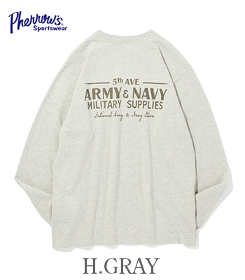 PHERROW'S フェローズ 長袖|天竺|プリント|ロンTEE『ARMY & NAVY L/S T
