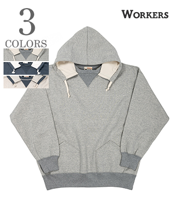 WORKERS ワーカーズ 長袖|15oz.ヘビー裏毛|後付けパーカー|フーディー