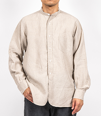 WORKERS ワーカーズ 長袖|リネン|バンドカラーシャツ『Band Collar