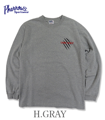 PHERROW'S フェローズ 長袖|天竺|プリント|ロンTEE『LONE WOLF L/S T