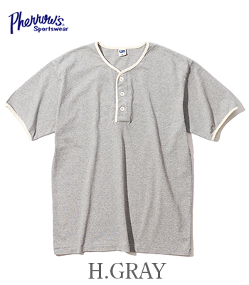 PHERROW'S フェローズ 半袖|ヘンリーネック|Tシャツ|無地『Trim 3B