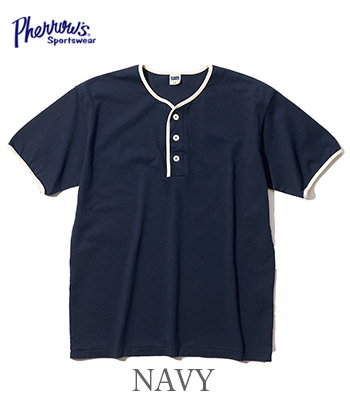 PHERROW'S フェローズ 半袖|ヘンリーネック|Tシャツ|無地『Trim 3B