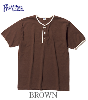 PHERROW'S フェローズ 半袖|ヘンリーネック|Tシャツ|無地『Trim 3B
