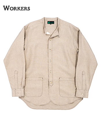 WORKERS ワーカーズ 長袖|リネン|バンドカラーシャツ『Band Collar