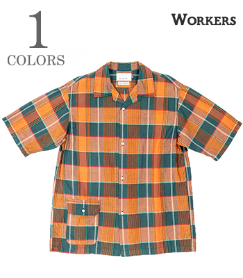 WORKERS ワーカーズ 半袖|マドラスチェック|オープンカラーシャツ