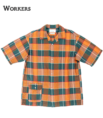 WORKERS ワーカーズ 半袖|マドラスチェック|オープンカラーシャツ