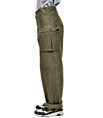 ミリタリー カーゴパンツ オリーブ ヘリンボーン WORKERS ワーカーズ ヘリンボーン|カーゴパンツ『M43 Trousers Mod