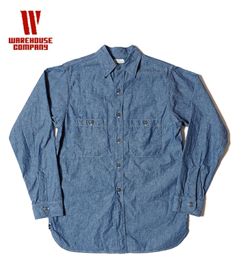 WAREHOUSE ウエアハウス 長袖|セルヴィッチシャンブレー|ワークン