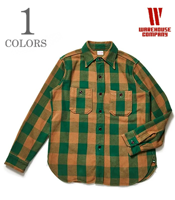 WAREHOUSE ウエアハウス 長袖|セルビッチフランネル|ワークシャツ|ワン