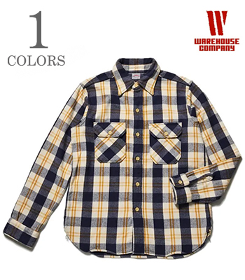 WAREHOUSE ウエアハウス 長袖|セルビッチフランネル|ワークシャツ|ワン