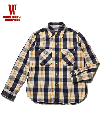 WAREHOUSE ウエアハウス 長袖|セルビッチフランネル|ワークシャツ|ワン WAREHOUSE ウエアハウス 長袖|セルビッチフランネル|ワークシャツ|ワン