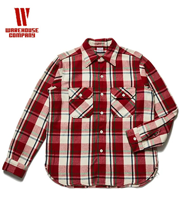 WAREHOUSE ウエアハウス 長袖|セルビッチフランネル|ワークシャツ|ワン