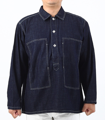 HOUSTON ヒューストン 長袖|デニム|プルオーバー|ワークシャツ『DENIM