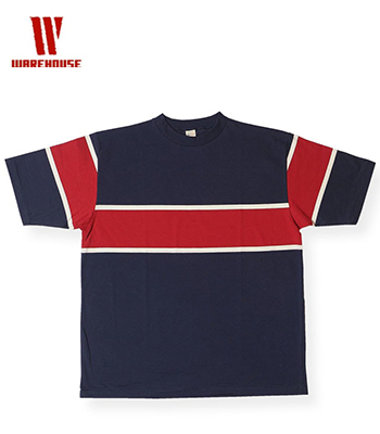WAREHOUSE ウエアハウス 半袖|18番単糸|ボーダーTシャツ『PANEL BORDER