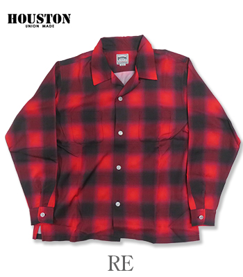 HOUSTON ヒューストン　レーヨンシャツ オープンカラーシャツ 長袖 chiki-2_houston-41174-bk