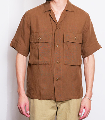 マドモアゼルノンノン 半袖シャツ リネン 100% オープンカラー 総柄 40 マドモアゼルノンノン ノンノNON NO Mademoiselle NON NON ポイント