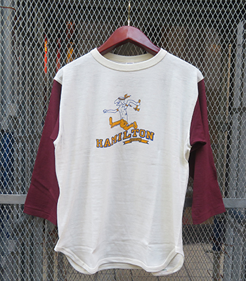 WAREHOUSE ウエアハウス 七分袖|粗挽きスラブ糸シャドーボーダー