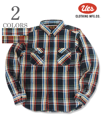 UES ウエス 長袖|ヘビーネル|チェックワークシャツ『先染めヘビーネルシャツ』【アメカジ・ワーク】502553 UES ウエス 長袖|ヘビーネル|チェックワークシャツ『先染めヘビー