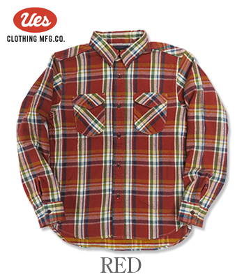 UES ウエス 長袖|ヘビーネル|チェックワークシャツ『先染めヘビー
