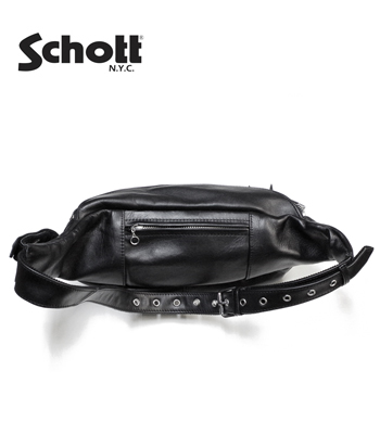 Schott ブラック ボディバッグ キルティング（Schott ショット 
