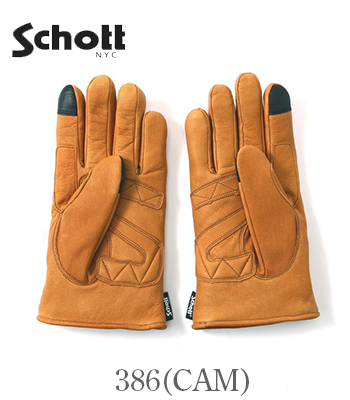ほぼ新品！Schott ショット×HTC スタッズ　グローブTANカラーLサイズ Schott ショット レザーグローブ|手袋|COW HIDE|スマホ対応『WINTER