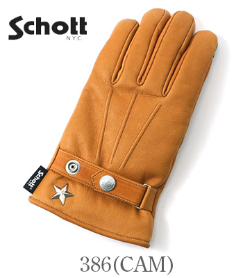 ほぼ新品！Schott ショット×HTC スタッズ　グローブTANカラーLサイズ Schott ショット レザーグローブ|手袋|COW HIDE|スマホ対応『WINTER