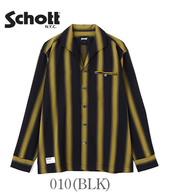 Schott X-LARGE ストライプ ワークシャツ　黄色 Schott N.Y.C シャツ 「WEB LIMITED」Schott/ショット/TC WORK