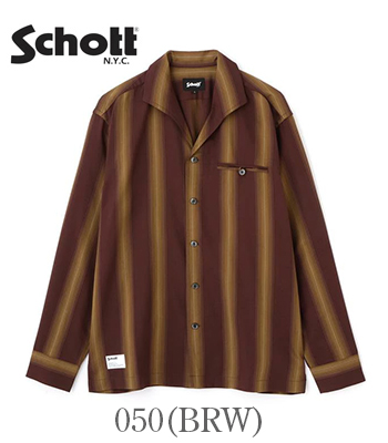 Schott ショット 長袖|マルチストライプ|イタリアンカラーシャツ