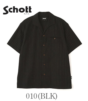 Schott ショット 半袖|ストライプ|イタリアンカラーシャツ『HV