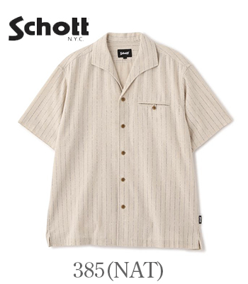 Schott ショット 半袖|ストライプ|イタリアンカラーシャツ『HV SHIRT