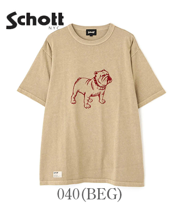 Schott ショット 半袖|ピグメント|クルーネック|ブルドック|コットンT